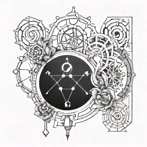 seretonine molecule, heart chakra symbol, root chakra symbol and sacral chakra symbol. tattoo design idea