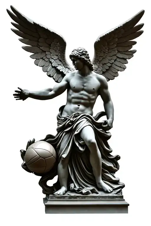 The statue the world is yours from scarface, an angel that hold the ball and in the left side 60022  tattoo design idea
