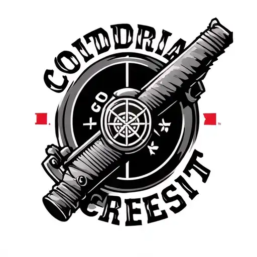 arsenal fc cannon logo with witing design "Victoria Concordia crescit" tattoo design idea