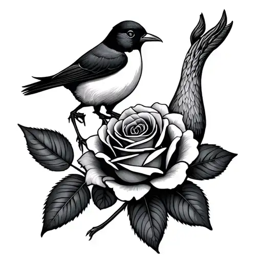 Yorkshire rose with Zimbabwean bird in the middle tattoo design idea
