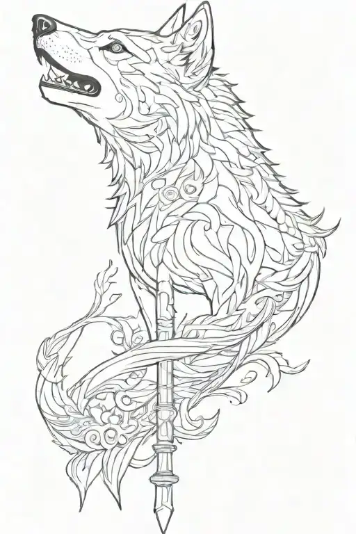 A subtle wolf oar tattoo design idea