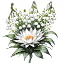 lily of the valley,water lily, aster, primrose and honeysuckle  tattoo design idea