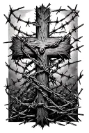cross wrapped in barbed wire tattoo design idea