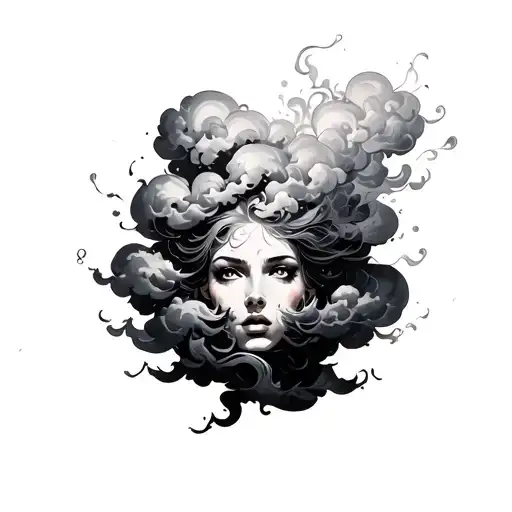 Coverup Clouds and Smoke tattoo design idea