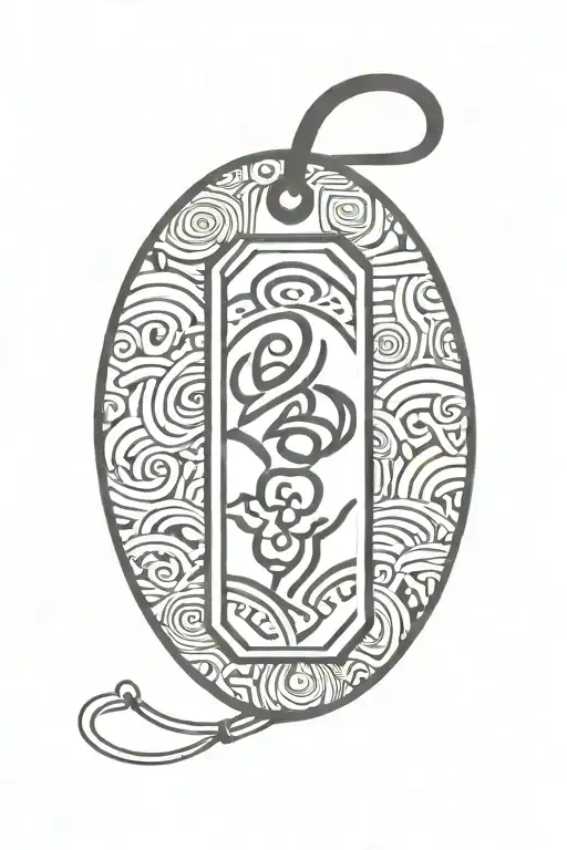 one empty japanese paper omamori charm tattoo design idea