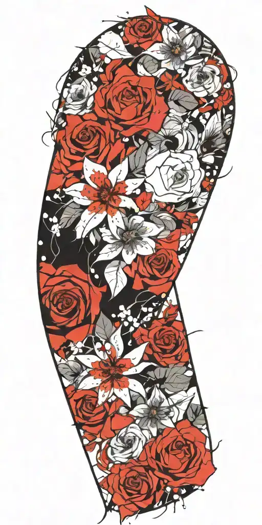 comic floral tattoo design idea