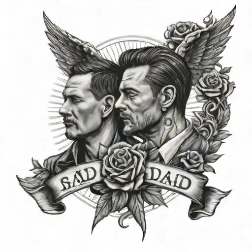 son and dad memorial tattoo design idea
