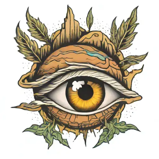 eyeball with Yellowstone national park in it tattoo design idea