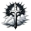 cross with clouds and sun rays tattoo design idea