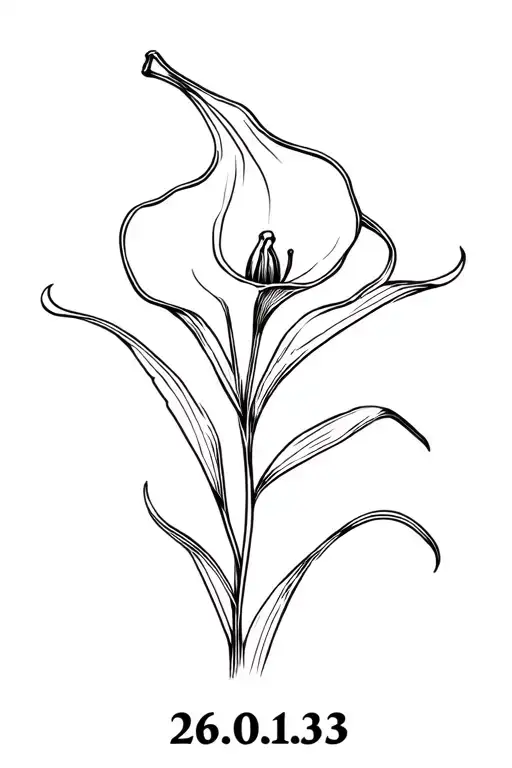 "26.01.63" calla lily flower tattoo design idea