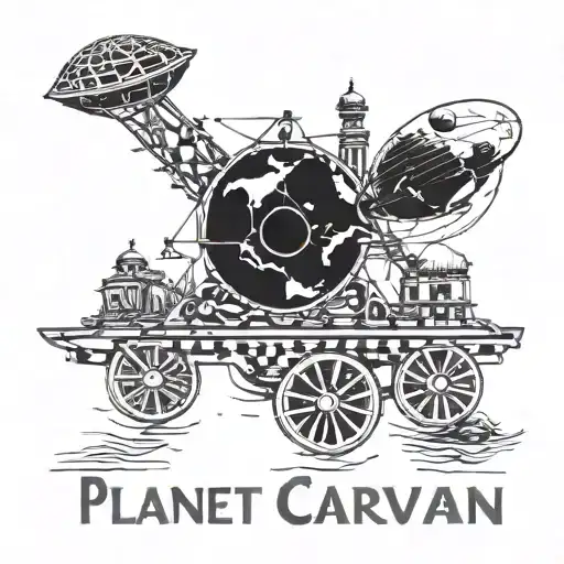 The text "Planet Caravan" in a card tattoo design idea