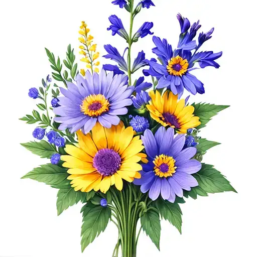 family bouquet 1 aster 1 larkspur 3 dlagiola tattoo design idea