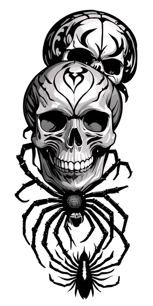 skull, spider, tribal, sleeve tattoo tattoo design idea