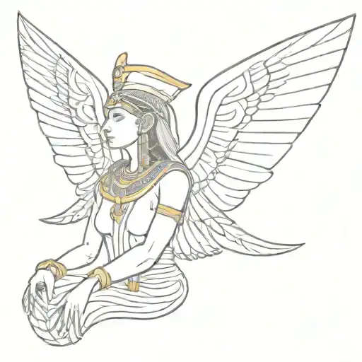 Egyptian goddess with open wings tattoo design idea