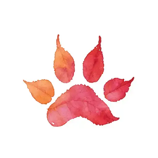 english ivy leaf with dog paw print tattoo design idea