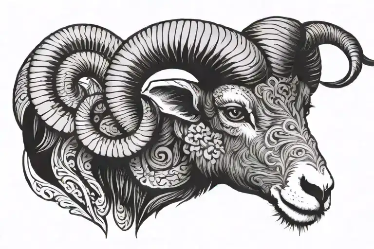 Fiercy ram charging forward tattoo design idea