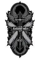 "11.30.82 Anthony 08.26.22" cross momorial tattoo design idea