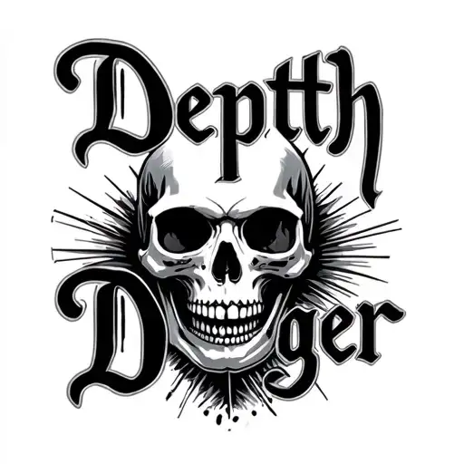 "Depth Dodger" skull tattoo design idea