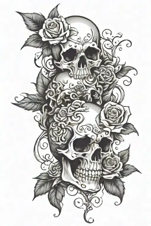 Rose inside skull tattoo design idea