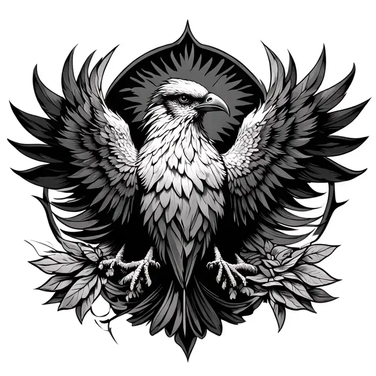 in yan y en fenix bird tattoo design idea