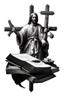 create a tattoo design of the story of job in the bible in the form of a tattoo sleeve tattoo design idea