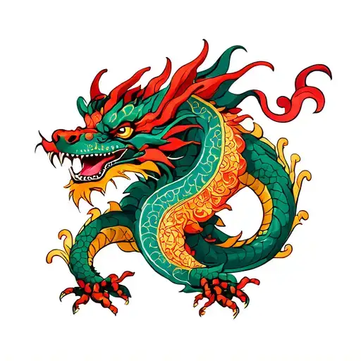 Kazakhstan and wales dragon intertwined tattoo design idea
