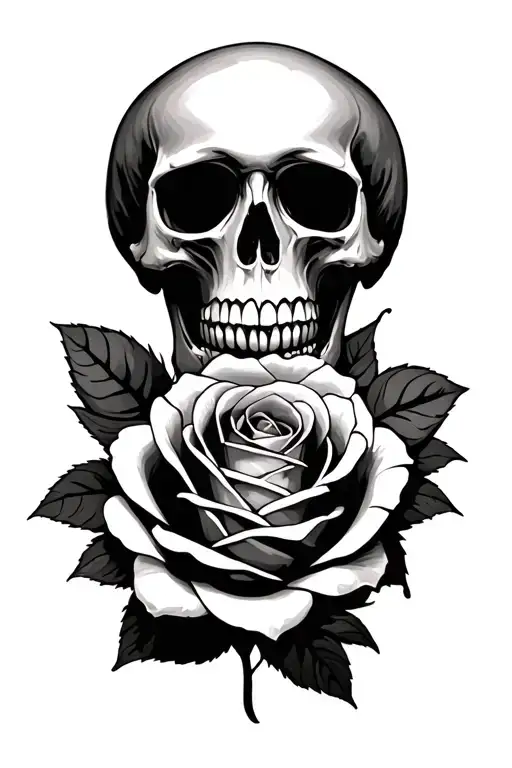 skull and rose tattoo design idea