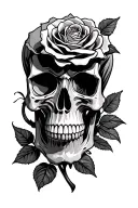 skull and rose tattoo design idea
