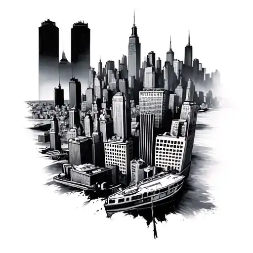 web with NYC skyline made tattoo design idea