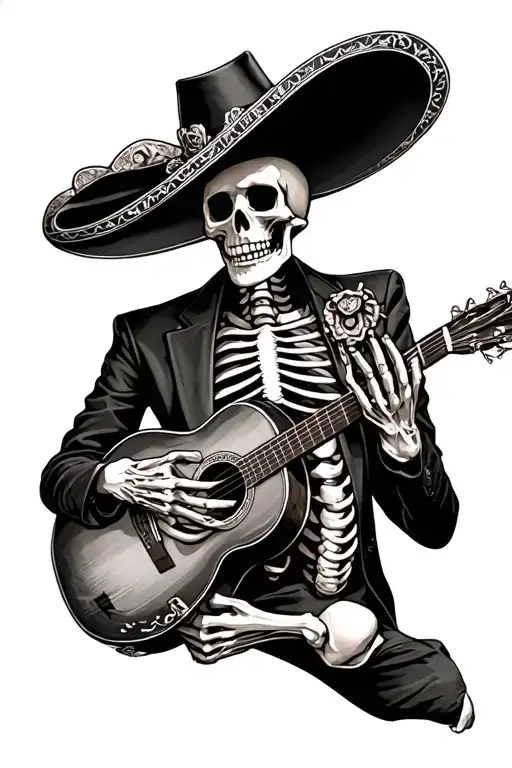 Skeleton mariachi skeleton wrapped tattoo design idea