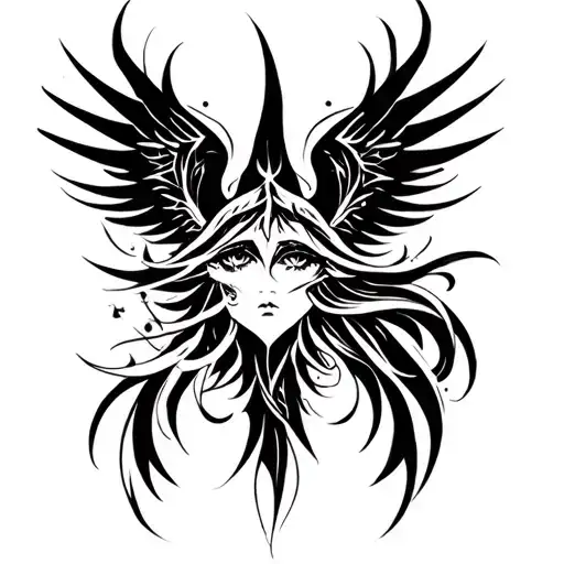 Seraphim with eyes tattoo design idea