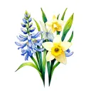 hyacinth and daffodil flowers tattoo design idea