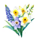 hyacinth and daffodil flowers tattoo design idea