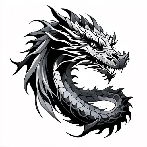 tribal dragon tattoo design idea
