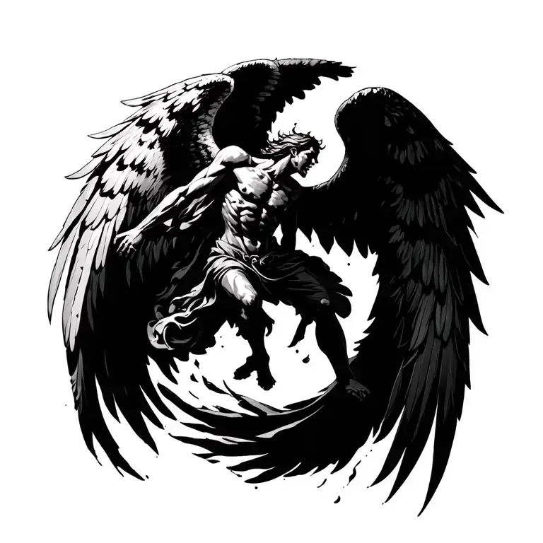 falling angel tattoo design idea
