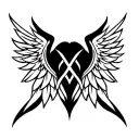 Valkyrie wings intertwined tattoo design idea