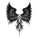 Valkyrie wings intertwined tattoo design idea
