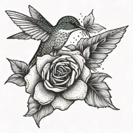 hummingbird and rosette tattoo design idea