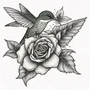 hummingbird and rosette tattoo design idea