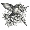 hummingbird and rosette tattoo design idea