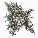 supressing chaos symbol tattoo design idea