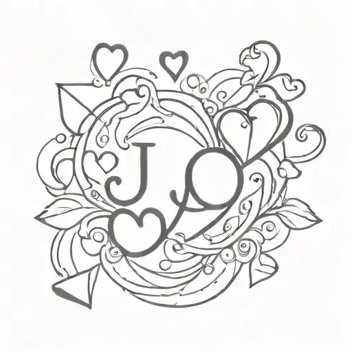 J with hearts tattoo design idea