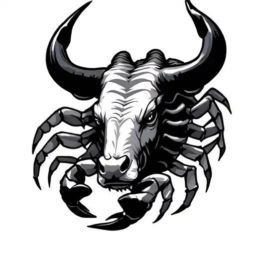 Half bull half scorpion tattoo design idea
