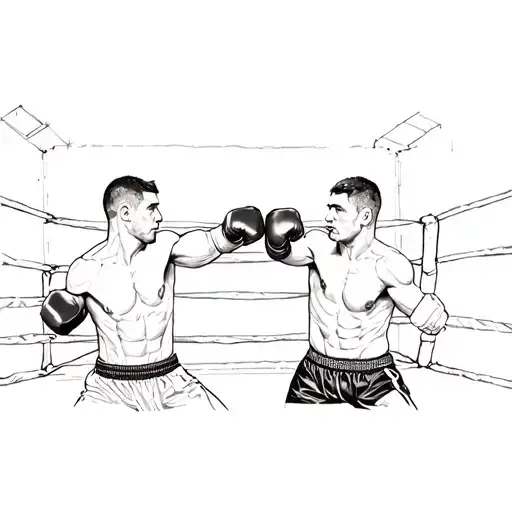 two boxers fighting in a boxing ring tattoo design idea