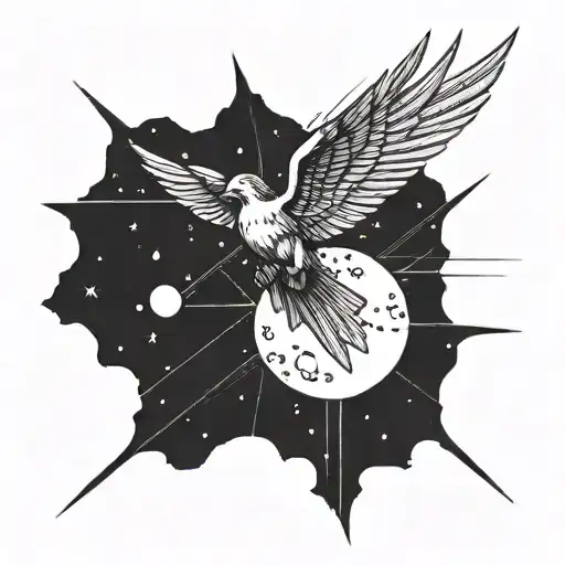 Incorporate the concept of Icarus flying too close to the sun into a planetary scene tattoo tattoo design idea