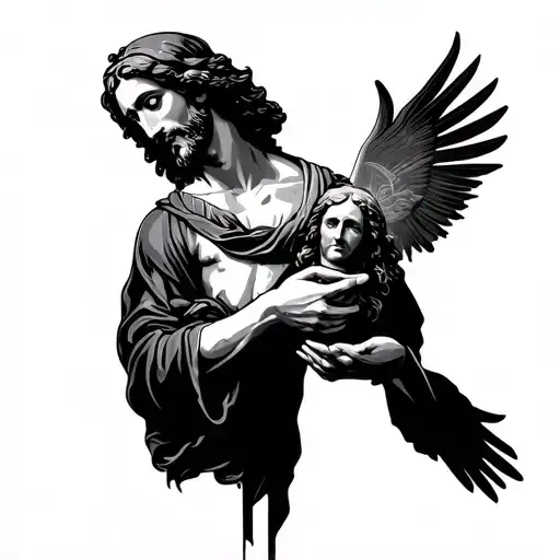 Jesus Christ unlocking Christ consciousness realism  tattoo design idea