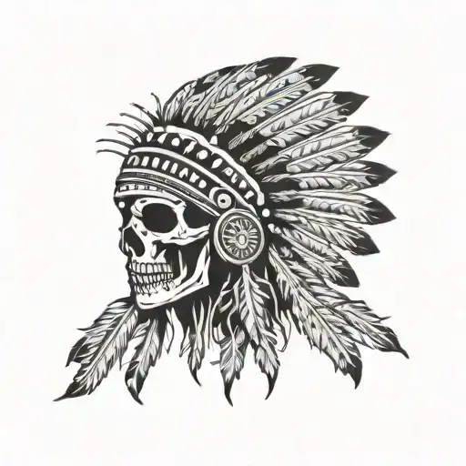 indian chief skull face tattoo design idea