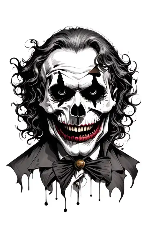 Joker Skull Mysterious and Dark tattoo design idea