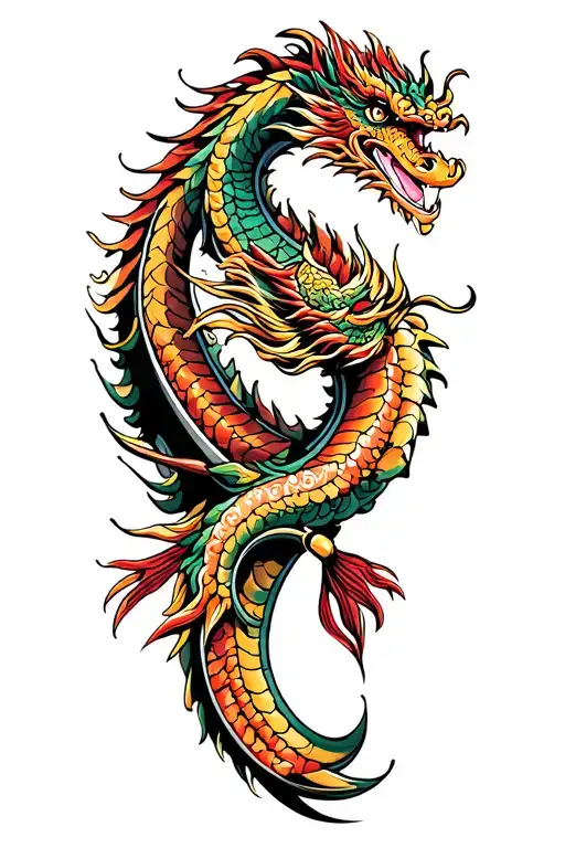 dragon boat inside representing the client's strength and smiling tattoo design idea