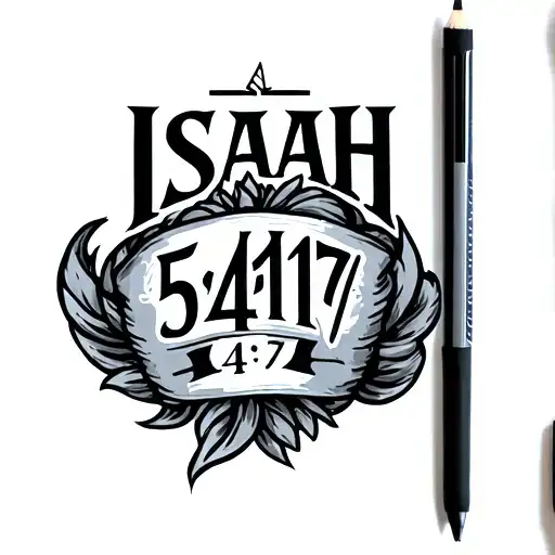 Make a tattoo with the inscription "ISAIAH 54:17" tattoo design idea
